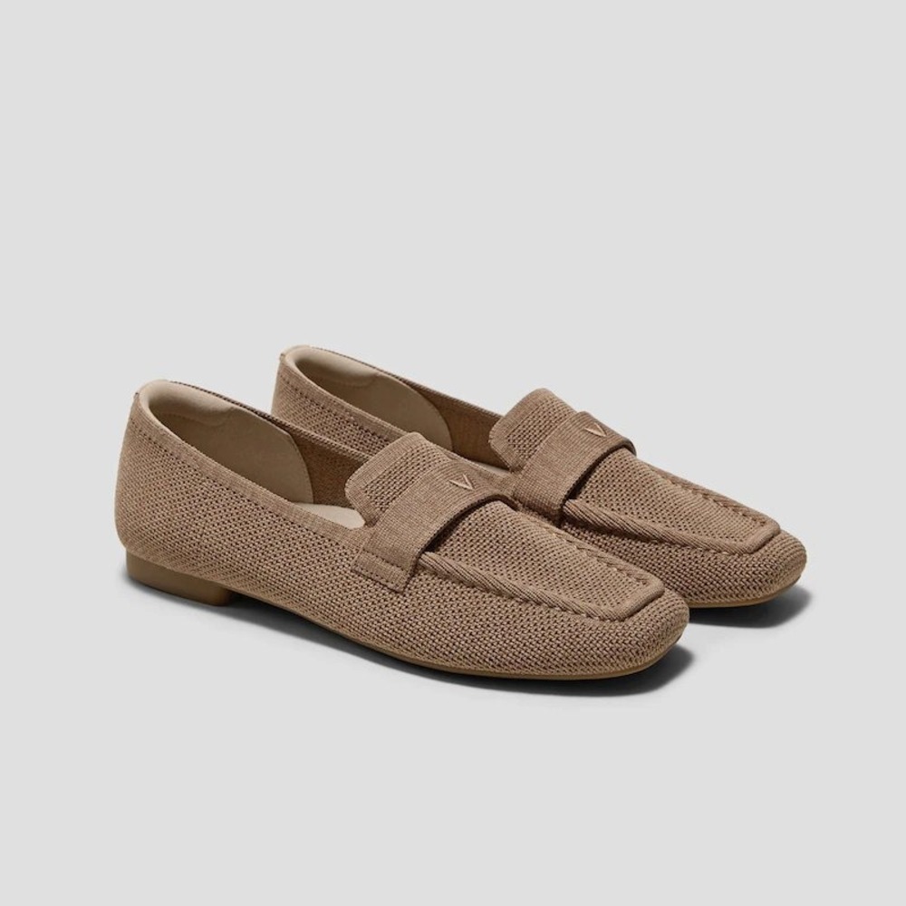 VIVAIA Silvie Brown Taupe Lattice Square Toe Knit Loafers EU EU 38 US 7-7.5